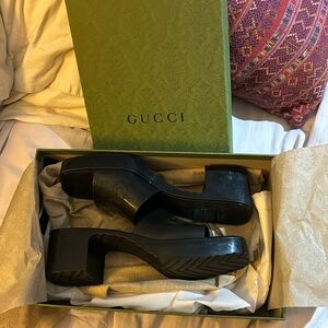 Gucci Block Heel Slide Sandals - 38